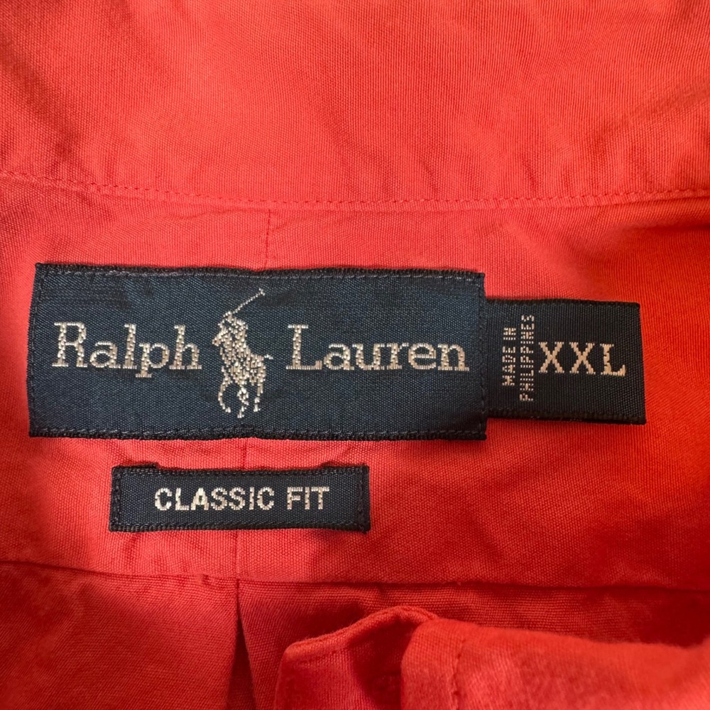 Ralph Lauren Mens XXL Classic Fit Short Sleeve Button Down Shirt Coral Pink - Picture 3 of 8